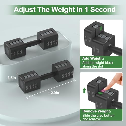 Adjustable Dumbbells Set for Home Gym - 5 Weight Options, Non-Slip Handle, Ink Variation