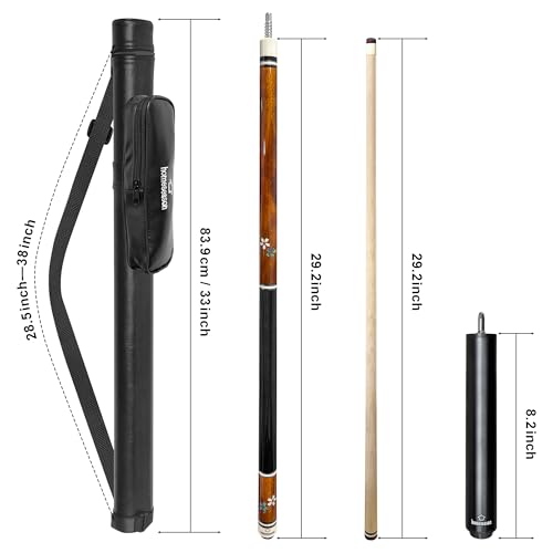 58-Inch Professional Pool Cue Stick 20oz Canadian Maple Billiard Cue with Leather Case