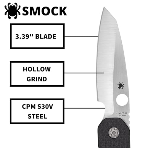 Spyderco Smock Folding Pocket Knife with 3" CPM S30V Steel Blade & Carbon Fiber Handle
