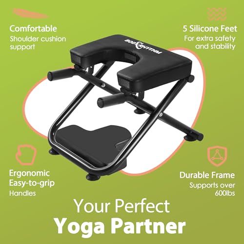 Black Yoga Headstand Bench for Inversion and Balance Training - Body Rhythm