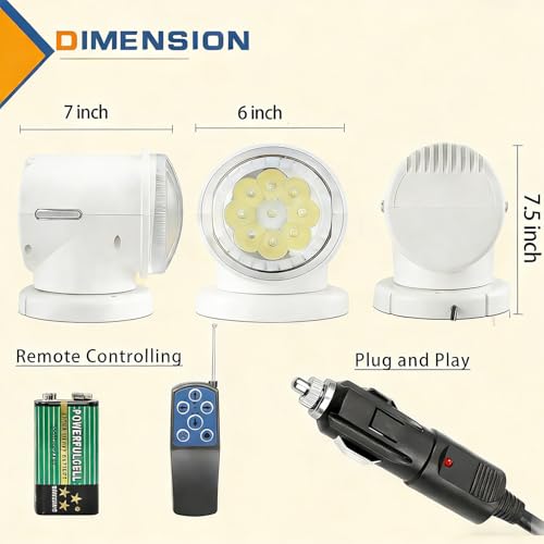 Search Light White - Wireless 60W LED Spotlight for Truck Boat Marine with Magnetic & Bracket Mounting