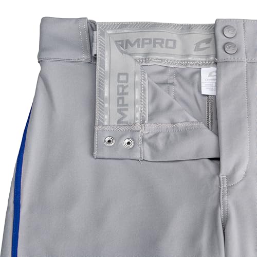 Champro Men's Triple Crown 2.0 Open Bottom Baseball Pants Large Grey & Royal
