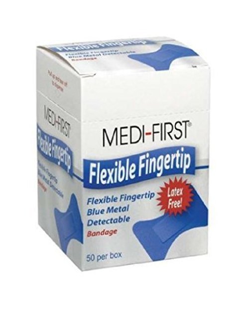Medique Products Metal Detectable Bandages, Woven Fingertip, Blue, 50-Per Box