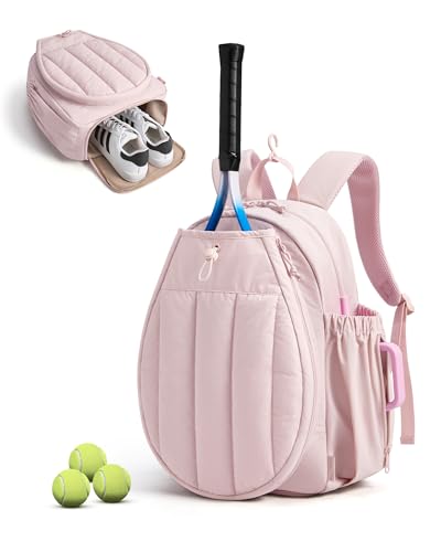 Pink Quilted Tennis Gym Backpack with 15.6'' Laptop & Racket Compartments - Variation of THIS listing