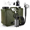 Green Portable Camping Shower Kit with 5-Gallon Water Jug & Electric Pump