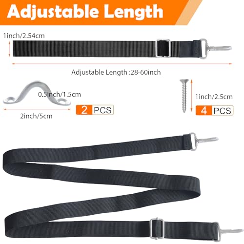 Adjustable Boat Bimini Top Straps with Stainless Steel Snap Hooks – 2 Pack
