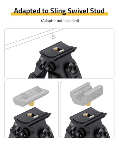 CVLIFE Bipod Mount to Sling Swivel Stud for Stable Support, Black, 8-11"