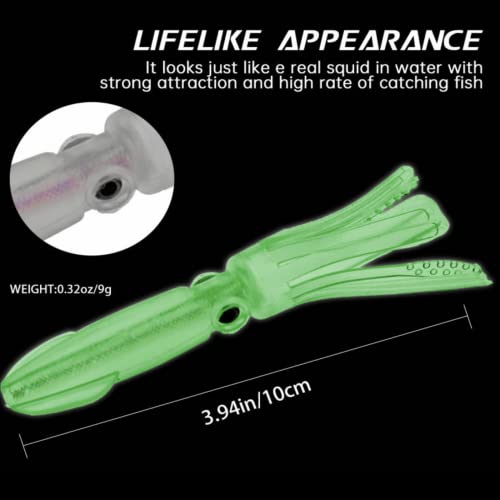 F-Glow Squid Lures 21pcs Soft Plastic Swimbaits for Freshwater & Saltwater Fishing