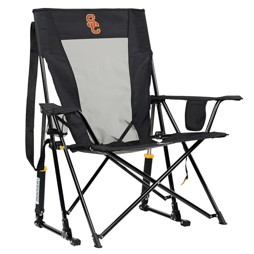 USC Trojans Camping Rocking Chair - Portable Folding Outdoor Seat with Drink Holder