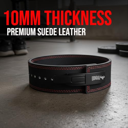 IBRO 10mm AllBlack Powerlifting Belt Medium - Heavy Duty Leather Support for Squats & Deadlifts
