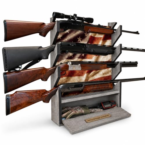 Barn Wood Red White Blue Wall Gun Rack - Space-Saving Storage for Firearms