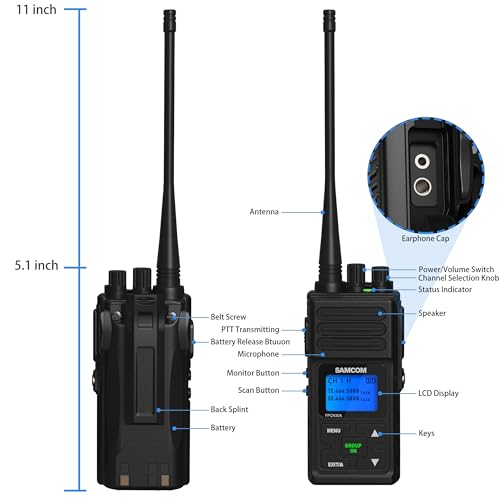 SAMCOM FPCN30A 2-Way Radio Set of 6 with Multi-Charger, 5W Long-Range UHF Walkie Talkies