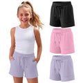 Girls Athletic Sweat Shorts 3 Pack - Stretchy Waistband & Comfortable Fit