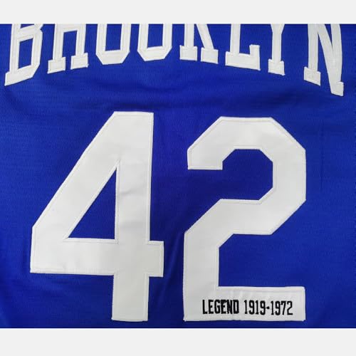 Men's Blue 42 Baseball Jersey - 90s Hip Hop Style Button Down Shirt XL