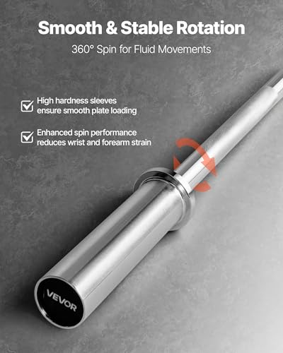 VEVOR 4FT Chrome Barbell Barbell Bar 2-Inch Plates 500lbs Capacity for Strength Training