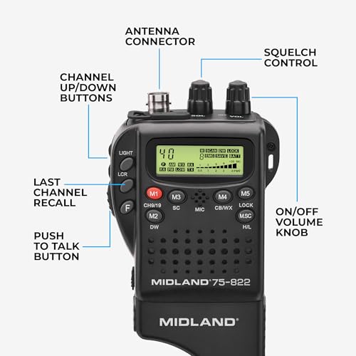 Midland LCD 75-822 Handheld & Mobile CB Radio with NOAA Weather Alerts