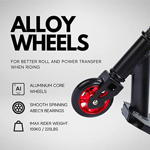 BOLDCUBE Black Fire Deluxe Stunt Scooter for Kids & Teens 8-12 with Marbled Grips