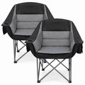 Qucamous 2 Pack Oversized Heavy Duty Camping Chairs Support 500 lbs, Black & Grey