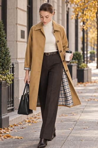 Orolay Women’s Camel Trench Coat Small Long Rain Coat - Classic & Oversized Fit