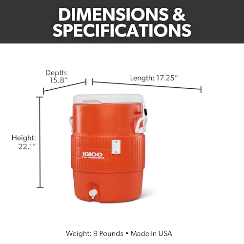 Orange 10 Gallon Insulated Beverage Cooler with Spout - Portable Water Dispenser