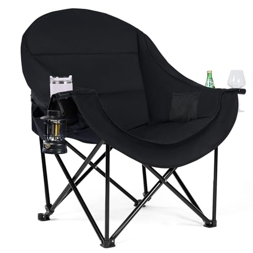 RVIEIS Oversized Heavy Duty Camping Chair 500 LBS Black Non-Heating