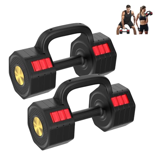 Black Adjustable Dumbbell Set 4-in-1 5-20.5lb for Home Gym - Hamjoiet