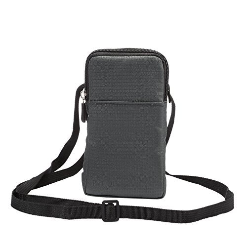 Large Dark Gray Cell Phone Holster with Belt Loop and Adjustable Crossbody Strap