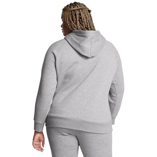 Under Armour Women's Rival Fleece Hoodie Medium Light Gray White Logo