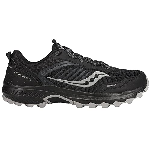Men's Saucony Excursion TR15 Trail Running Shoes - Black Shadow, Size 11