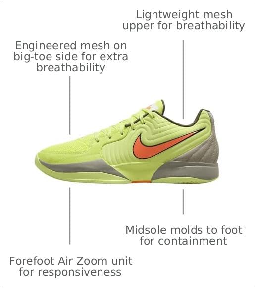 Nike Ja 2 Basketball Shoes Size 13 - Light Lemon & Cargo Khaki, Men's Athletic Sneakers