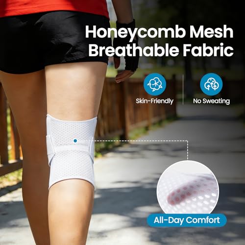White Galvaran Knee Brace with Side Stabilizers for Meniscal Tear Support - Medium