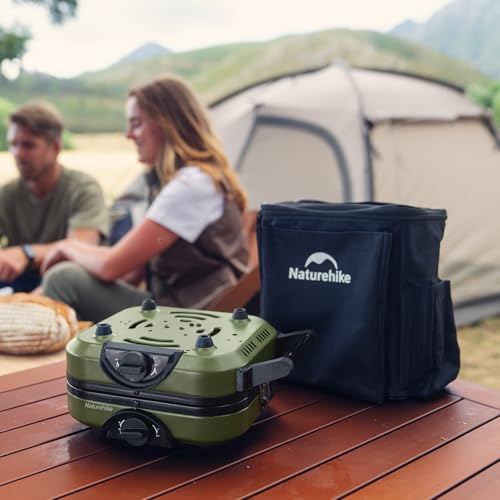 Propane Gas Camping Stove 2 Burner Folding with Storage Bag - Green