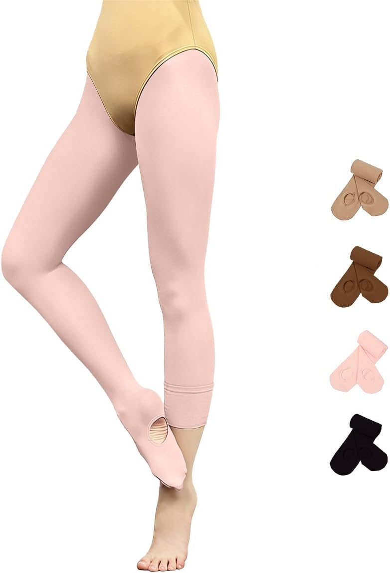 Skiennix Women's Ballet Tights | Opaque, Ultra Soft Convertible Dance Tights for Jazz & Yoga