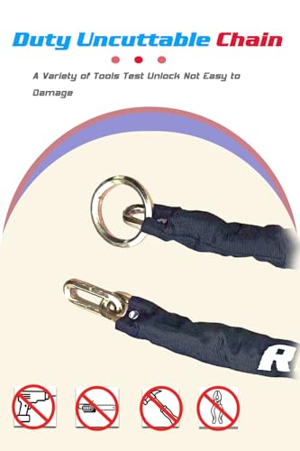 Heavy Duty Motorcycle Chain Lock 3ft 10mm Thick with U-Lock & Keys - Anti Theft Security