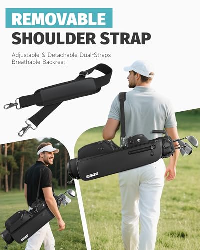 Findway Black 3-Way Lightweight Golf Stand Bag with Stand & Storage