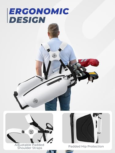 White 7-Way Golf Stand Bag for Men & Women - Lightweight & Durable, Upgraded Base