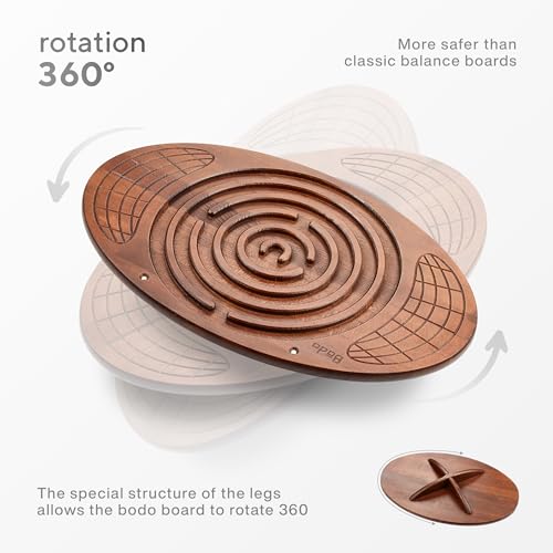 Bodo Maze Balance Board Beechwood - Wooden Wobble & Labyrinth Game for Kids & Adults