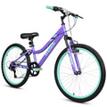 WEIZE 24 Inch Purple Girls Mountain Bike for Kids 8-14 Years