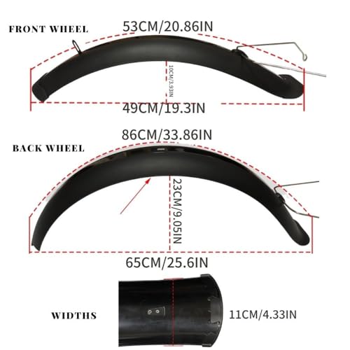 Fat Bike Fender Set for 20-26 Inch Mountain and E-Bikes - Front and Rear Full Coverage