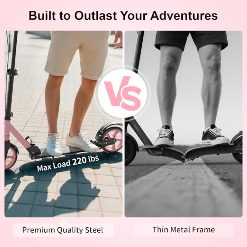 Pink Foldable Kids & Teen Kick Scooter with Dual Brakes & Front Suspension