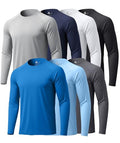 ZITY 7-Pack Long Sleeve Shirts for Men UPF 50+ Fast Dry Large Royal Blue Light Gray