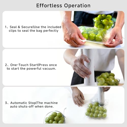 Mehomeli Compact Vacuum Sealer Set with 3 Glass Containers & 30 Bags - Portable Food Preservation Kit