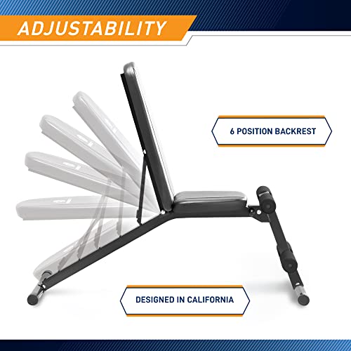 Marcy Adjustable Multi-Position Utility Bench Black for Home Gym Weightlifting