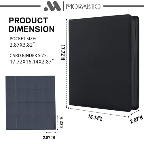 Trading Card Binder with 20 Pockets Holds 2000 Cards Waterproof PU Leather Black
