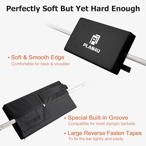 Plan4U Hip Thrust Back Pad for Squat Rack & Barbell - 20x10x3 Inch Adjustable