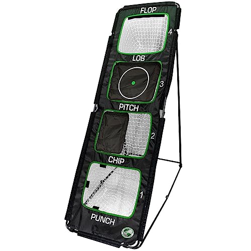Golf Chipping Net with Adjustable Targets - 54 x 38 x 20 Inches Black