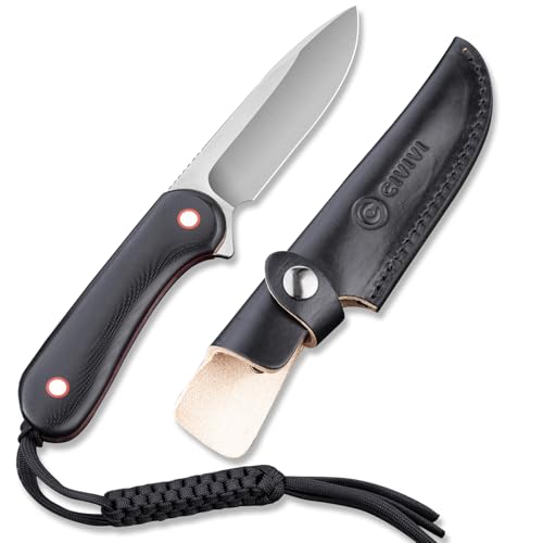 Fixed Blade Camping Knife with Leather Sheath and Paracord Lanyard - Outdoor Survival Knife