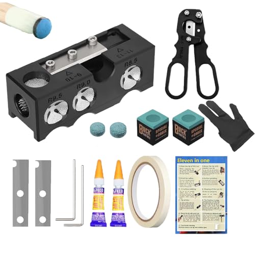 11-in-1 Pool Cue Tip Shaper & Replacement Kit for Billiards