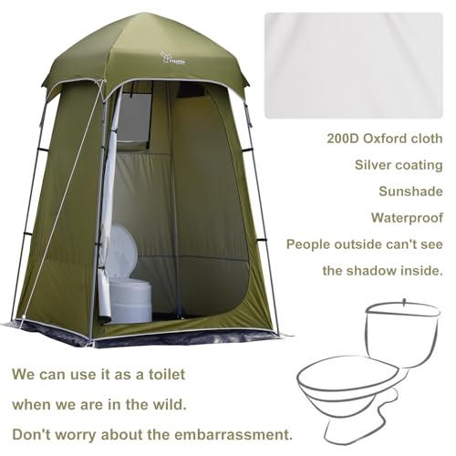 Vidalido Outdoor Camping Shower Tent - Army Green Privacy Shelter with Floor, Waterproof, Portable Changing Room
