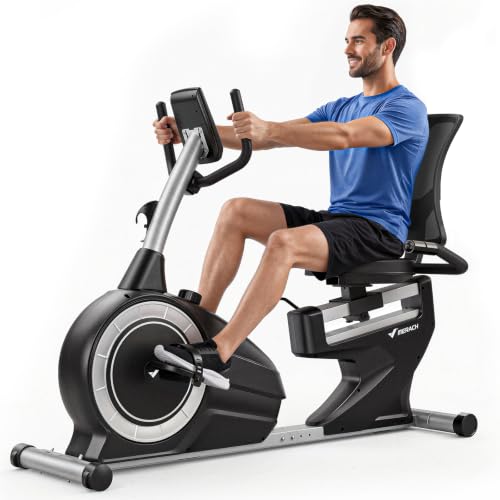 MERACH Recumbent Exercise Bike Black & Silver - High-End Home Fitness Equipment